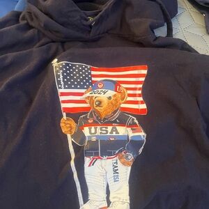 Beautiful size M Polo by Ralph Lauren unisex USA Bear Hoodie. Awesome fit!